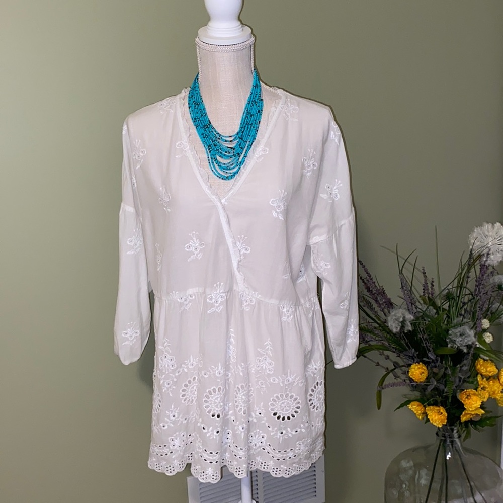 J Jill white eyelet tunic, size S